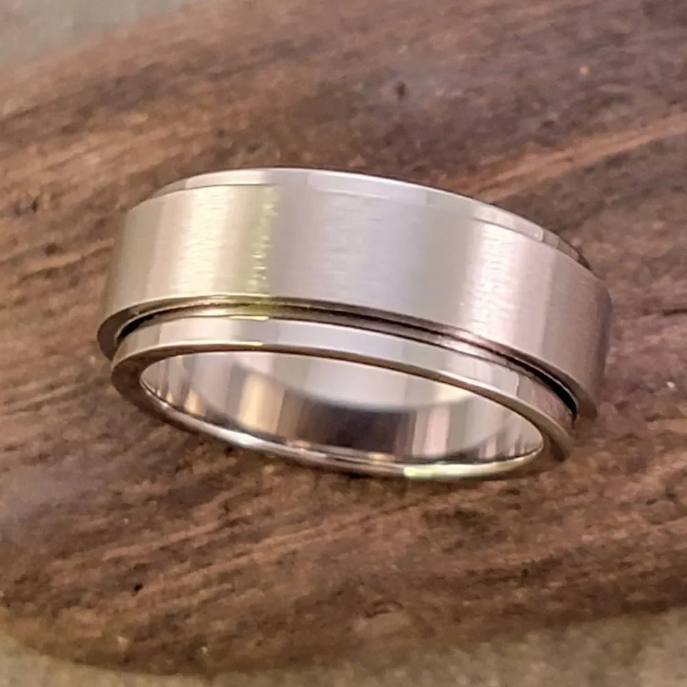New Unisex Stainless Steel Spinner Ring Band
